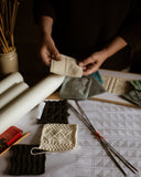 Spring Workshop: The New Old School Caskie Satchel! Worked in Gansey and Intarsia knit with leather strap.